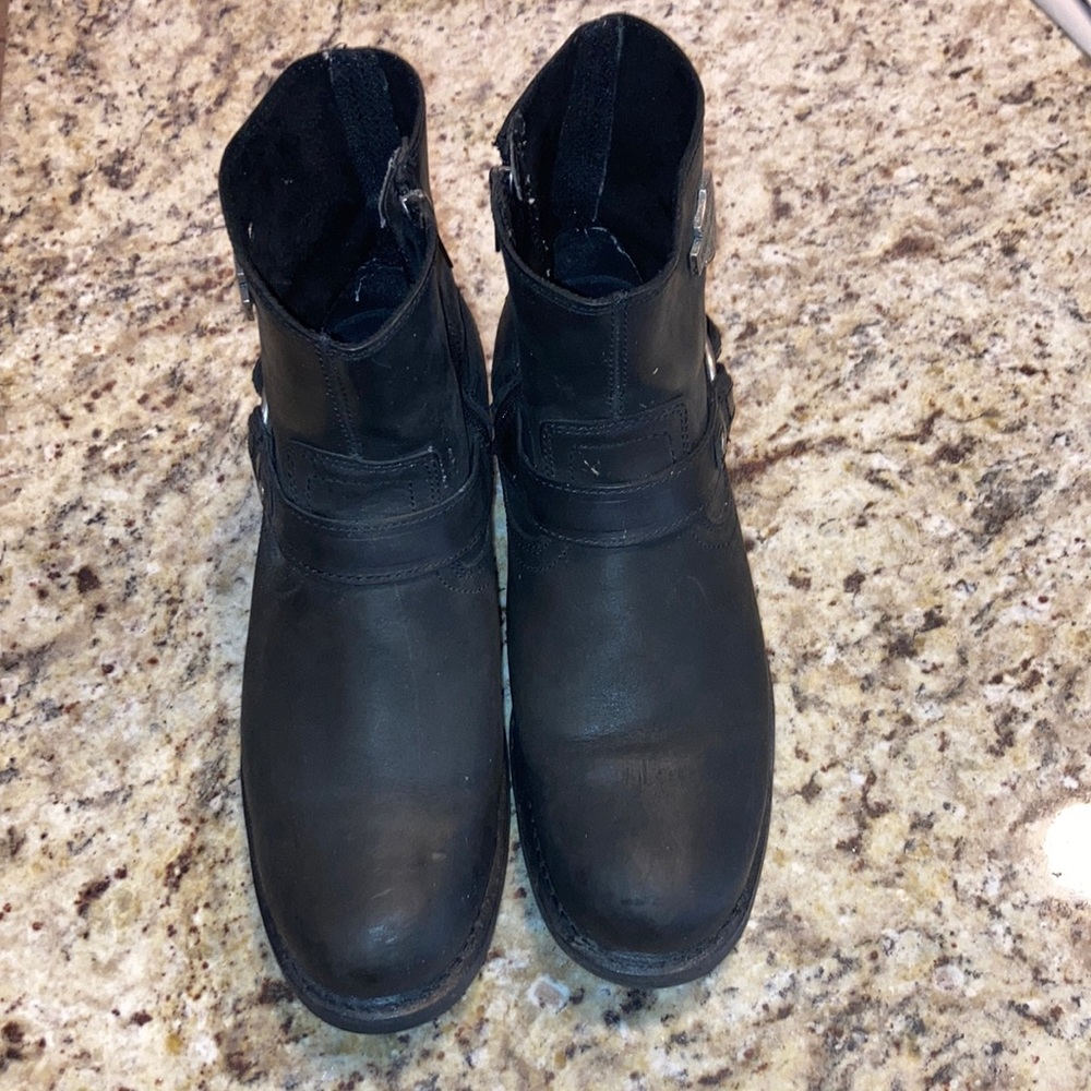 Black Harley Davidson boots-zip up